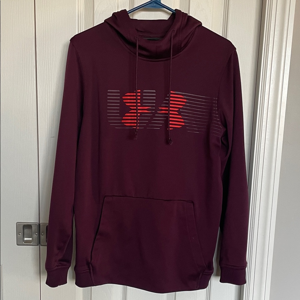 Under Armour Men's Burgundy Hoodie with Red Logo